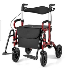 2-in-1 Foldable Rollator Walker with Seat and Pneumatic Tyres. NO BAG