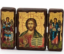 Wooden Icon Triptych of Jesus