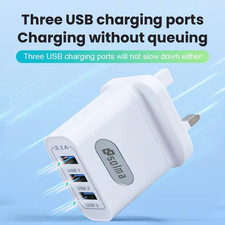 UK 3 Pin Dual USB Plug Adapter
