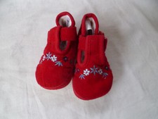 Vintage St Michael Marks & Spencer Red Corduroy Soft Shoes 0-3 months
