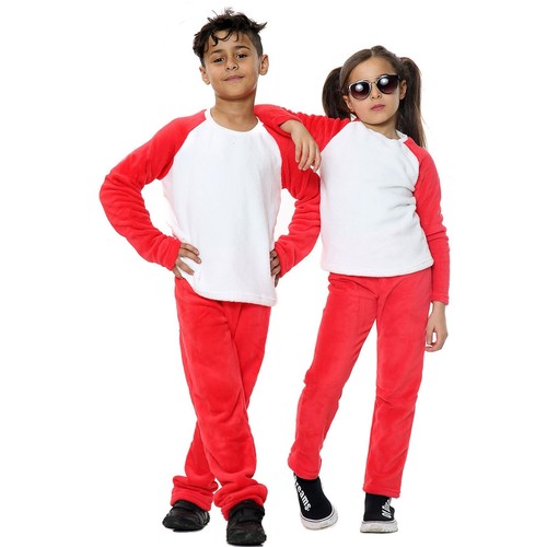 Girls boys red pyjamas soft - red,