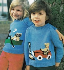 BABIES TODDLERS SWEATER~OWL AND PUSSY-CAT~TEDDY~CAR~KNITTING PATTERN (Z45)