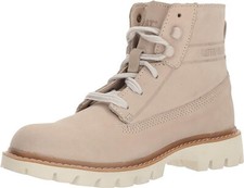 Cat Caterpillar Womens Leather Boots Caterpillar Basis Lace Up Fashion Boot Grey