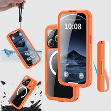 For iPhone 17 Air 17 Pro 17 Pro Max 360° Full Body Waterproof phone Case Orange