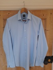 Mens BOSS Hugo Boss Shirt Light Blue Cotton Medium M 15.5" Collar please read 