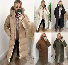 Womens Maxi Longline Coat Puffer Padded Warm Hooded Oversized Long Winter Jacket