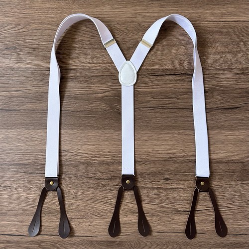 25mm button white braces - braces, men's
