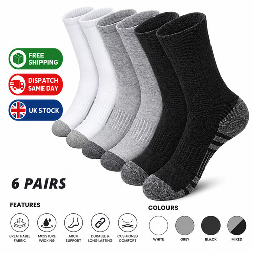 Mens sports socks - 6, pairs