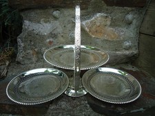Vintage Antique Silver Plated Cake Stand 3 Tiers Serving Dish , English made