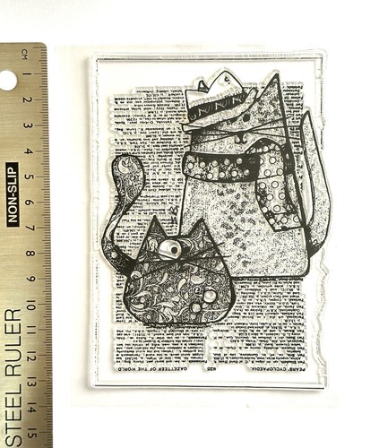 Clear rubber stamp cat animal - rubber,