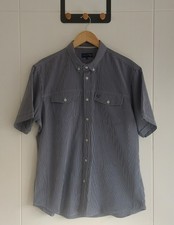 Lincoln Men's Short Sleeve Shirt Blue/White Check, Size L