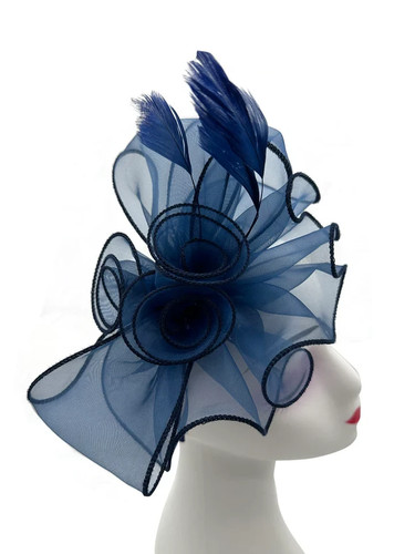 Womens mesh net flower feather - mesh,
