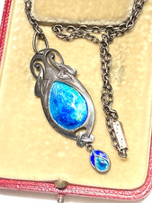 Antique Silver & Enamel Murrle Bennett Secessionist Art Nouveau Pendant Necklace