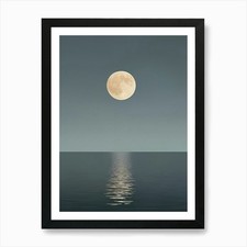 Full Moon Reflection Art Print Framed Wall Art Poster Canvas Print Picture