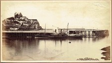 Steamship in Ilfracombe harbour, Devon. Original 1880s albumen photograph