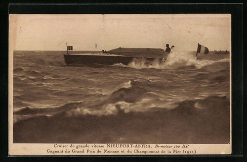 Lithograph speedboat - lithograph,