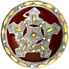 Vintage Moroccan  Large Decorative Bowl 13” Ceramic with Metal Inlay