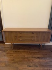Mid-Century Modern Style Sideboard /Credenza – Vintage Zebrawood Laminate Finish