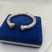 (2103) Sterling Silver 925 Fancy Torque Style Bangle With Hinge Detail