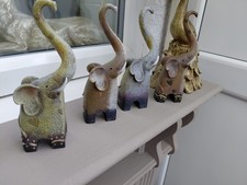 Set of 4 Pottery Elephants -