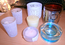 Vintage Job Lot - 6 x Candle Jars /T Light Holders collection - inc "CATHERINE"