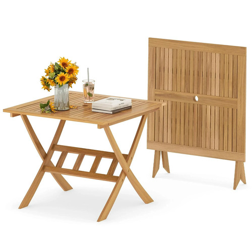 Acacia wood folding table - table, 90cm