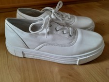 Schuh White Leather Chunky Trainers Sneakers Sz 6