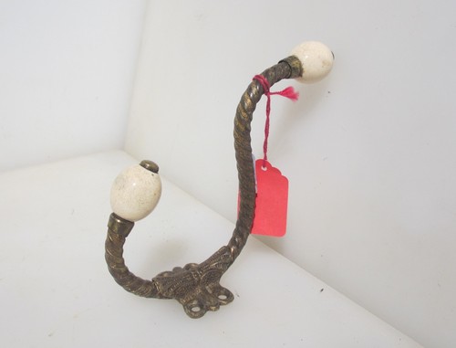 Victorian brass coat hook hat - brass,