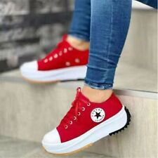 Womens Platform Chunky Pumps Wedge Canvas Shoes Trainers Sneakers Casual Shoes