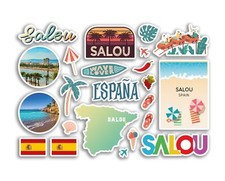 A5 Sticker Sheet Salou Vinyl Stickers - Spain Beach Map Holiday Travel #80088