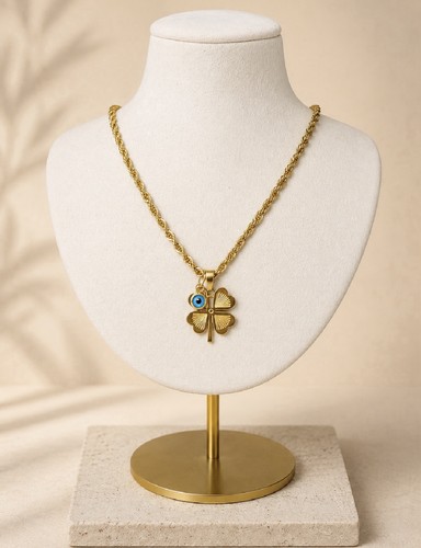 Lucky gold clover evil eye