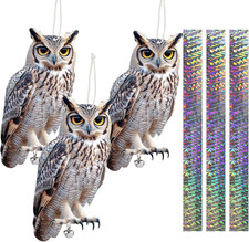 3Pcs Pigeon Deterrent Plastic Owl Decoy to Scare Birds Away Bird Scarers 