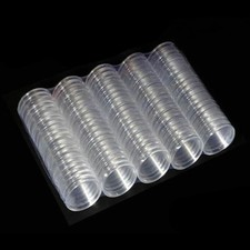 100x 18-30mm Plastic Transparent Coin Collection Holder Round Capsules Coins