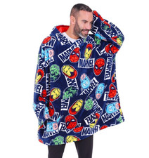 Marvel Spiderman Hulk Mens Hoodie, Hooded Oversized  Fleece Blanket, One size