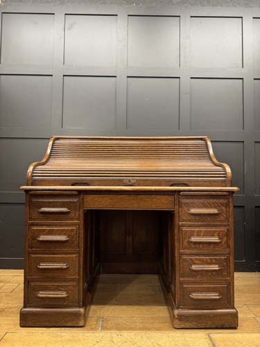 Antique oak roll top desk - antique,