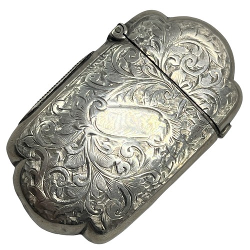 Floral engraved silver vesta - engraved,