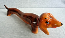 Vintage Ceramic DACHSHUND - Hot Dog - Weiner Dog - Brown  - Length 39cm - Lovely