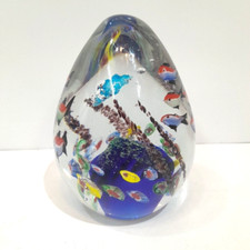 large Murano round dolphins Fish Sea reef Aquarium Paperweight Italy 1970's