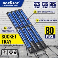 80Pcs Socket Storage Rail Rack Holder Organize ABS & Metal Mountable 1/4 3/8 1/2