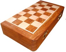 Wooden Folding Magnetic Chess Board - Vintage (Pocket-Sized)