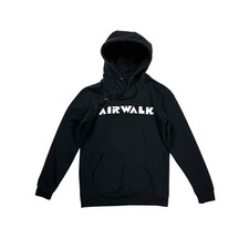 Airwalk Hoodie Men’s Size Small Black Spell Out Logo Skateboarding Y2K Pullover