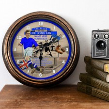 Personalised Chelsea Clock Football Fan Vintage Round Hanging Wall Gift VF16