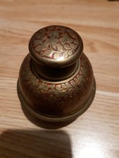 VINTAGE ENGRAVED INDIAN BRASS ELEPHANT CLAW BELL NO CLAPPER