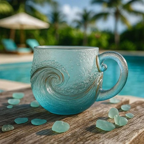 Sea glass wave - wave, handblown