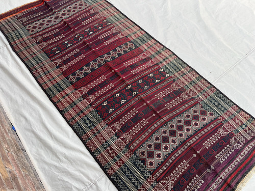 4x8 vintage afghan red beige - vintage,