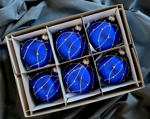 Hand painted glass baubles - painted, set