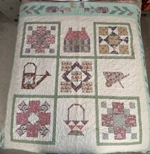 Handmade Patchwork Quilt Throw. Lovely Fresh Colours. Garden Themed.Tilda Fabric