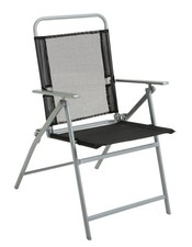 Pacific Garden Folding Chair Mesh Steel Frame & Fabric Lightweight Black -USED