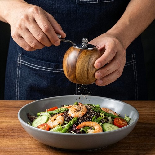 Manual pepper grinder - grinder, acacia