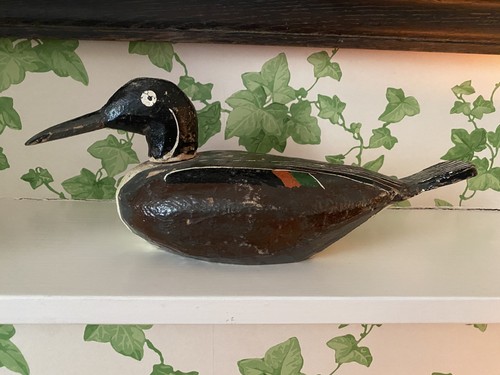 Antique wooden decoy duck - decoy,